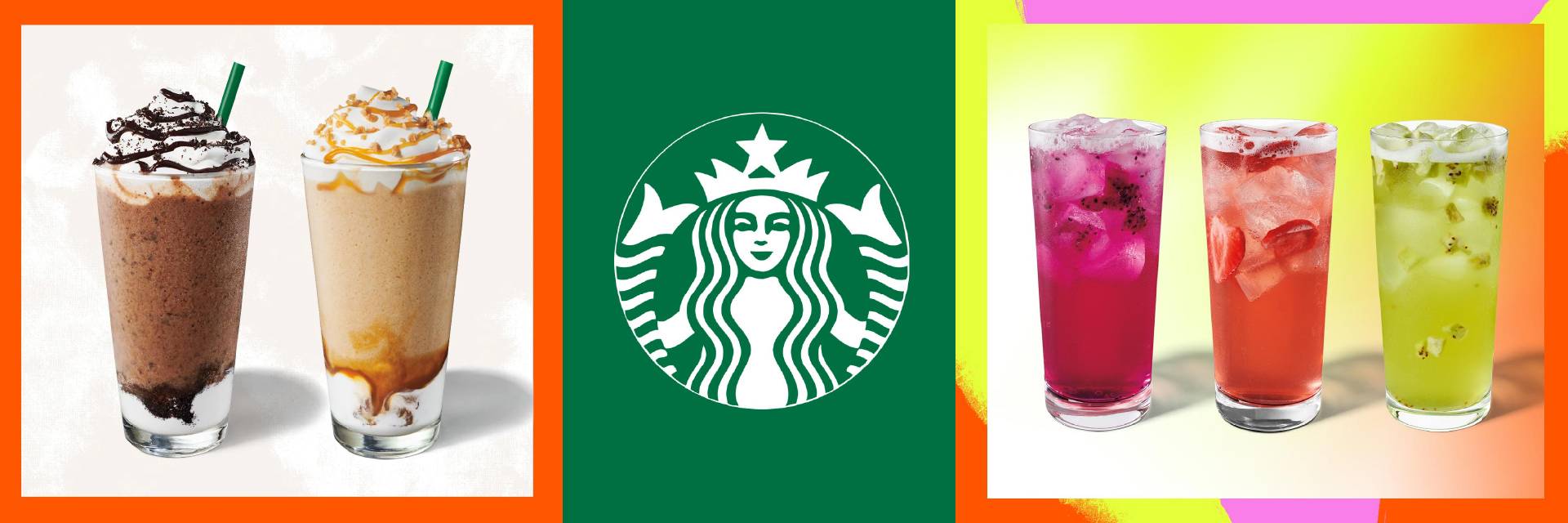 starbucks coffee and lemonade drinks and the starbucks logo