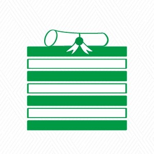 Illustration of books stacked on top of each other to represent financial aid steps.