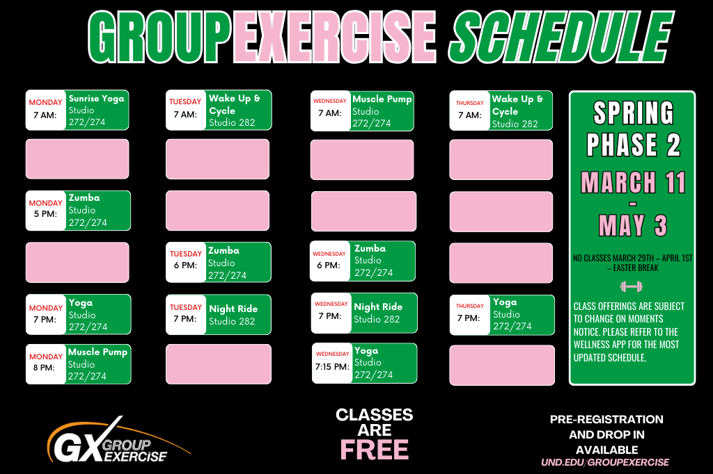 group exercies schedule