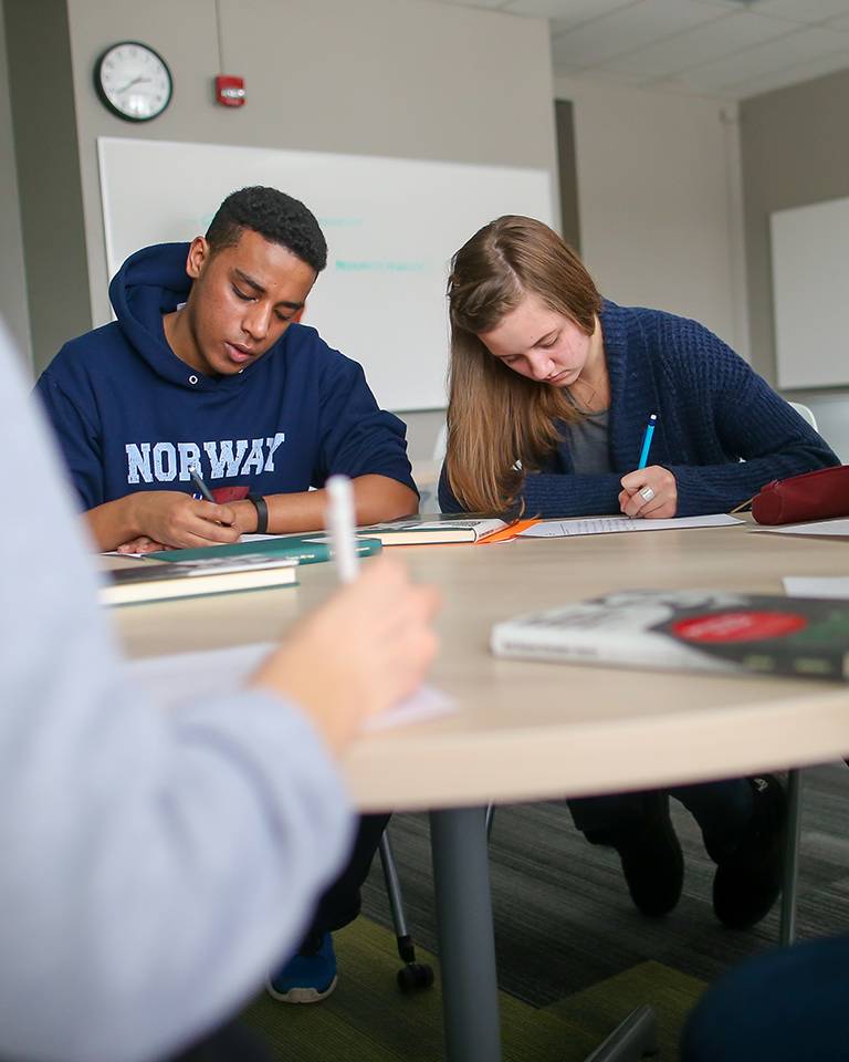 Male and female student study