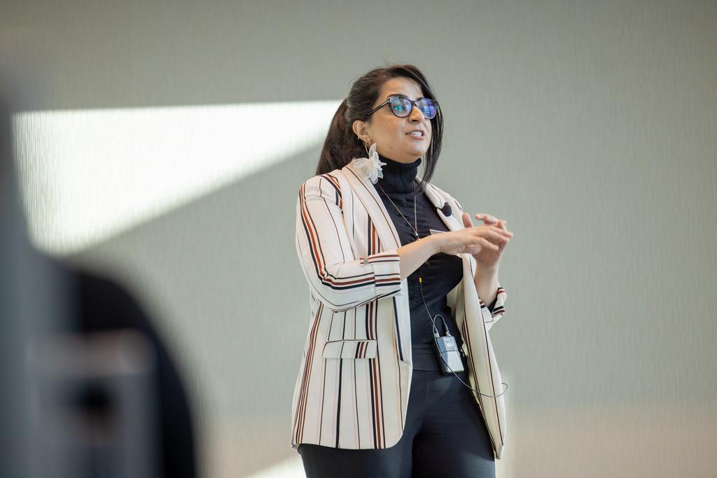 a student presents their research