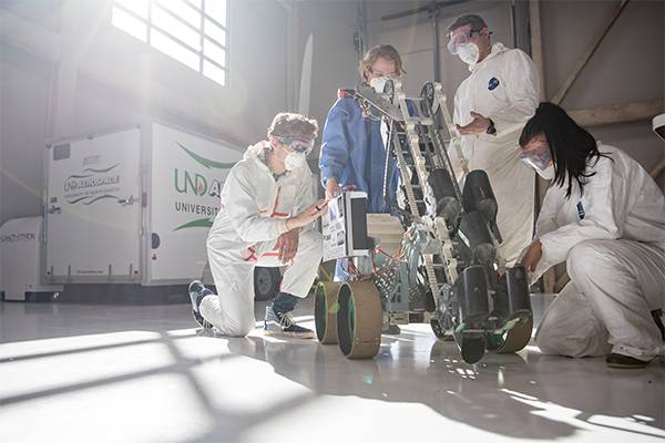 engineering students collaborating on project