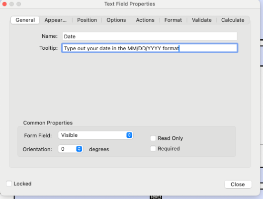 Descriptive Form Field Text Screenshot of the text box in which a form field's title should be added.