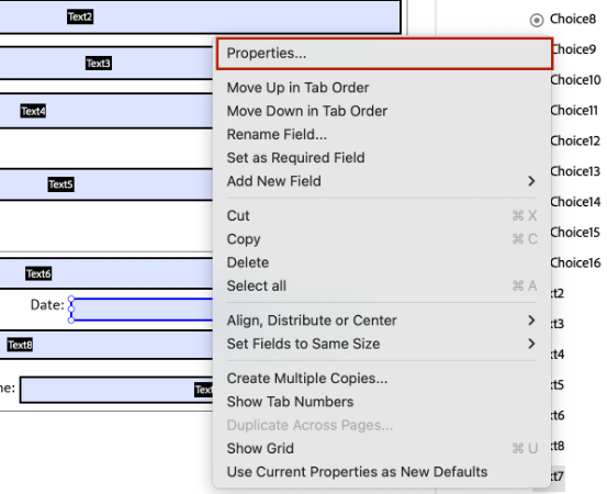 Re-title a Form Field Screenshot of where to re-title a form field.