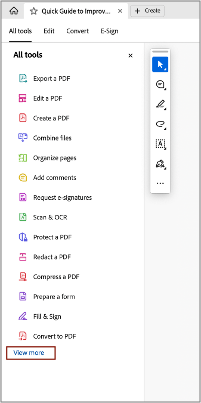 View More Screenshot of the View More option in the All Tools section.