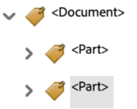 Document Tab Screenshot of tag nesting for Document Tag in Adobe Acrobat.