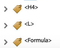 Formula Tag Screenshot of tag nesting for Formula Tag in Adobe Acrobat.