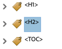 Heading 2 Tag Screenshot of tag nesting for Heading 2 Tag in Adobe Acrobat.