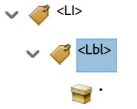 List Label Tag Screenshot of tag nesting for List Label Tag in Adobe Acrobat.