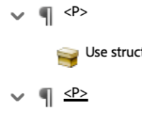 Paragraph Tag Screenshot of tag nesting for Paragraph Tag in Adobe Acrobat.