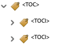 Table of Contents Tag Screenshot of tag nesting for Table of Contents Tag in Adobe Acrobat.