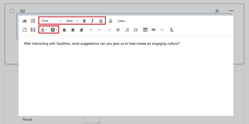 Font Color The font color button in the Rich Content Editor is selected.