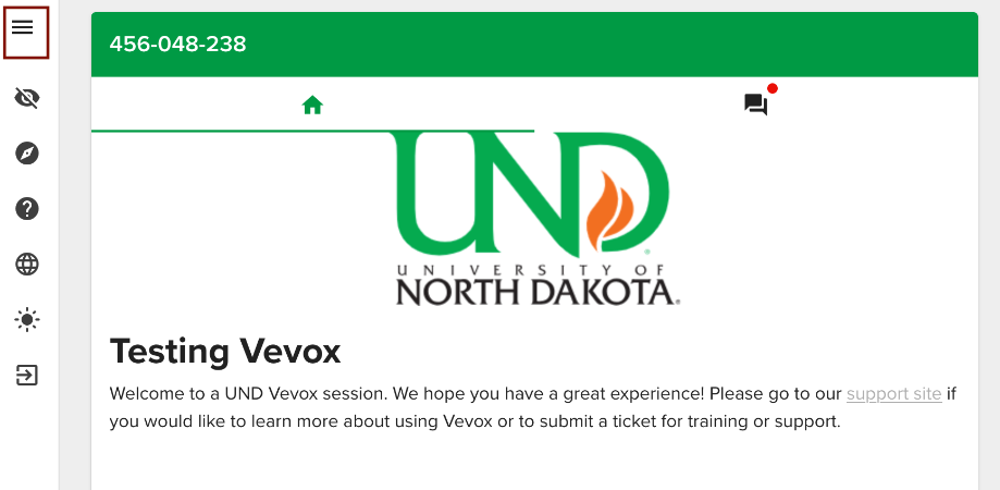 Hamburger Menu Hamburger Menu in Vevox's Participant App