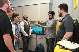 students doing lab research