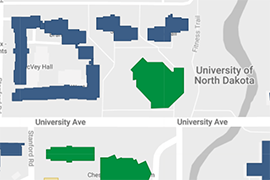 Screen shot of UND Google Map