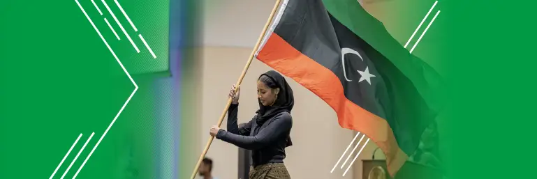 international student with flag