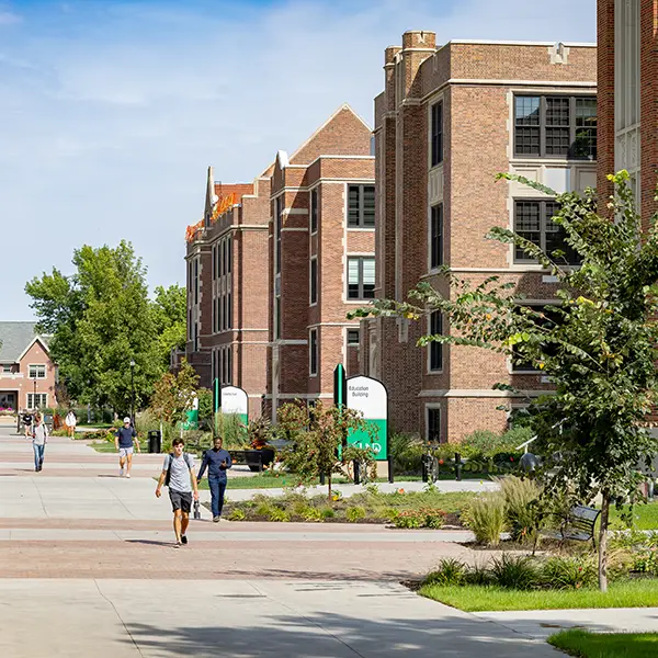 Students walking through campus