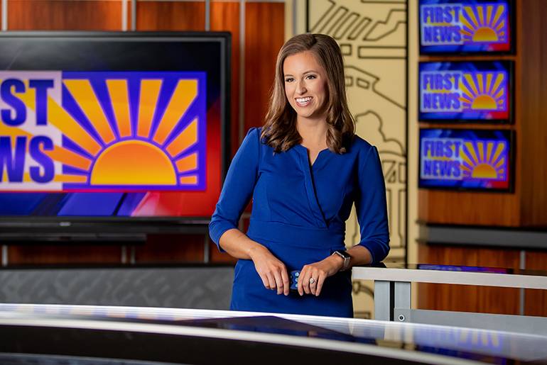 Lydia Blume on WDAY set