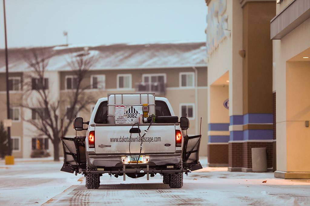 Truck spraying salt brine