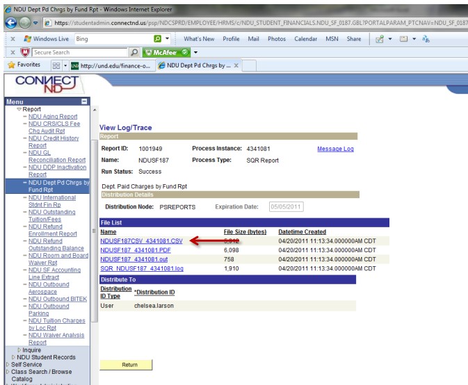image showing user where to select csv