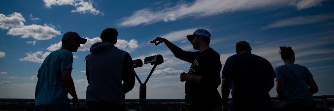 Students working in the field