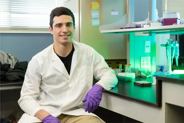 merrick mcmahon working in lab