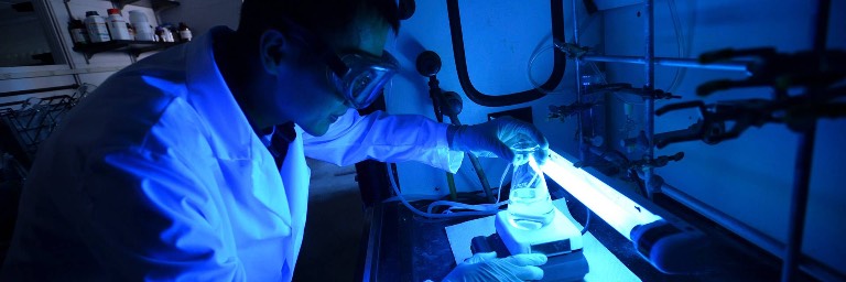 chemical engineering student in lab