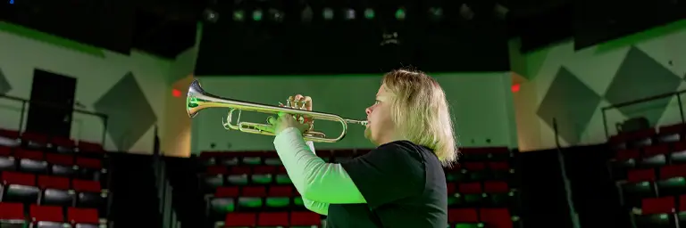 UND Music Student Playing Trumpet