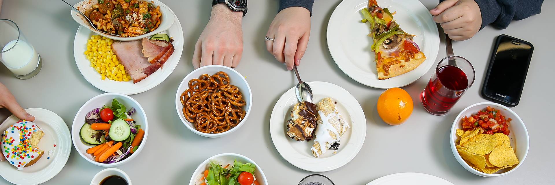 plates and bowls of food